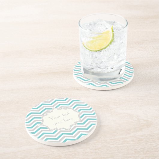 モダンターコイズ、グレー、アイボリーの山形 コースター (側面)