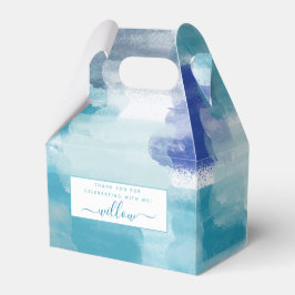 モダンターコイズ＆グレー 水彩抽象アート フェイバーボックス