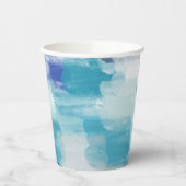 モダンターコイズ＆グレー 水彩抽象アート 紙コップ (左)