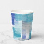 モダンターコイズ＆グレー 水彩抽象アート 紙コップ (右)