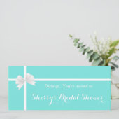 モダンターコイズ ブライダルシャワー ボックス リボン付き 招待状 (スタンド正面)
