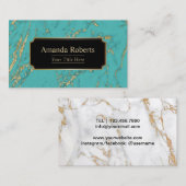 モダンターコイズ&金ゴールドマーブルエレガント 名刺 (正面/裏面)