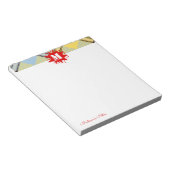 モダンタータンチェックレッドスプラッシュカスタムスクリプトモノグラム ノートパッド (アングル)