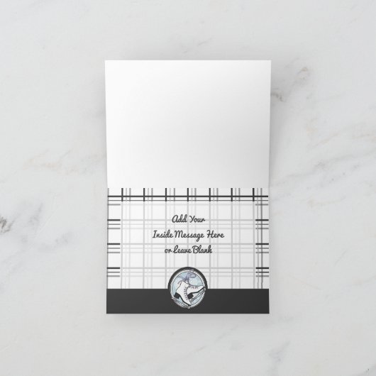 モダンタータンチェック氷スケートで滑るサンキューカード サンキューカード (内部)