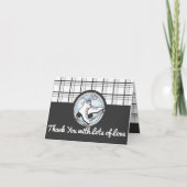 モダンタータンチェック氷スケートで滑るサンキューカード サンキューカード (正面)