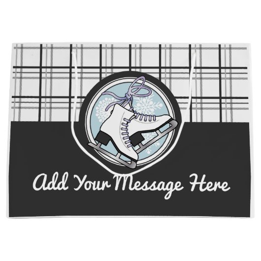 モダンタータンチェック氷スケートで滑る ラージペーパーバッグ (正面)