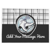 モダンタータンチェック氷スケートで滑る ラージペーパーバッグ (裏面)