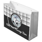 モダンタータンチェック氷スケートで滑る ラージペーパーバッグ (正面アングル)