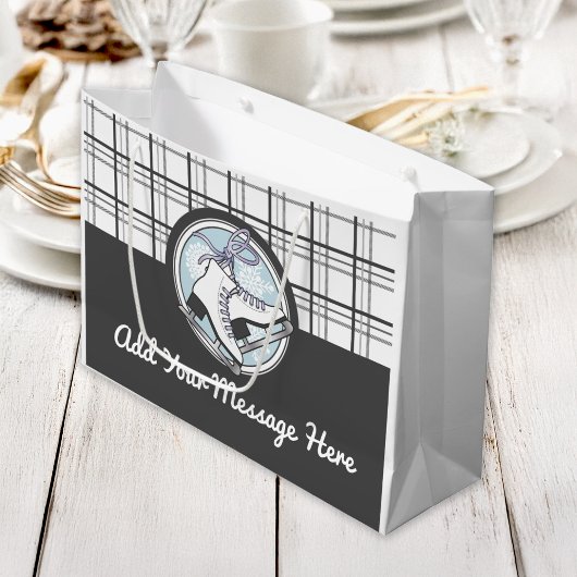 モダンタータンチェック氷スケートで滑る ラージペーパーバッグ