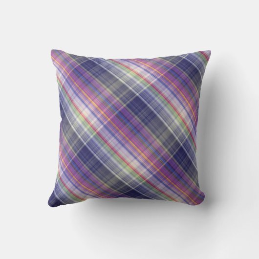 モダンタータンチェック紫タン格子模様。 クッション (裏面)