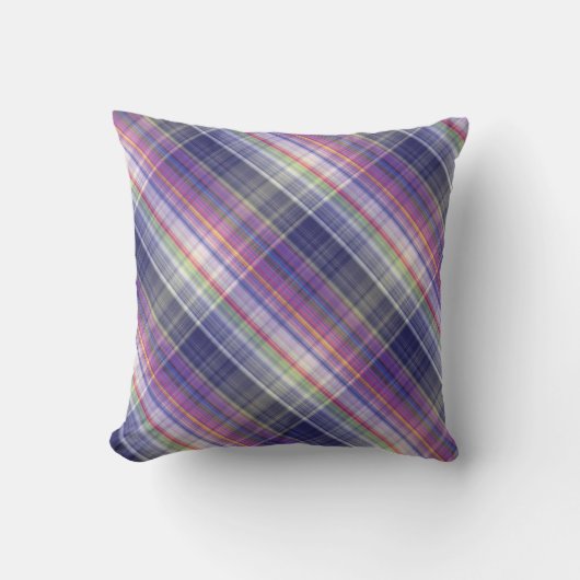モダンタータンチェック紫タン格子模様。 クッション (正面)