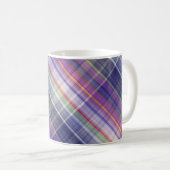 モダンタータンチェック紫タン格子模様。 コーヒーマグカップ (正面右)