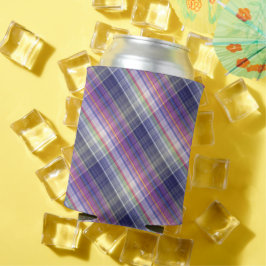 モダンタータンチェック紫タン格子模様。 缶クーラー