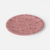 モダンタータンチェック赤いハートパターン ペーパープレート (アングル)