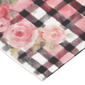 モダンタータンチェック赤色花柄 テーブルクロス (アングル)