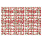 モダンタータンチェック赤色花柄 テーブルクロス (正面(横))