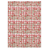 モダンタータンチェック赤色花柄 テーブルクロス (正面)