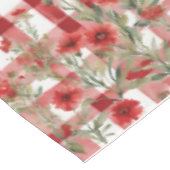 モダンタータンチェック赤色花柄 テーブルクロス (アングル)