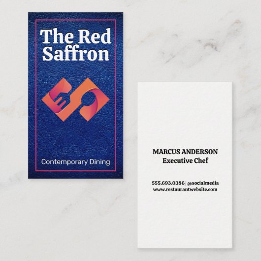 モダンダイニングロゴ | 青革 名刺 (正面/裏面)