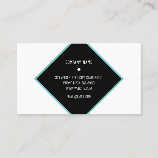 モダンダイヤエレガントモンドプロフェッショナルブラックティール（緑がかった色） 名刺 (裏面)