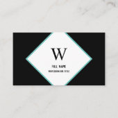 モダンダイヤエレガントモンドプロフェッショナルブラックティール（緑がかった色） 名刺 (正面)