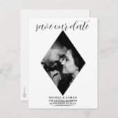 モダンダイヤミニマルモンド写真ウェディング日付を保存 案内ポストカード (正面/裏面)