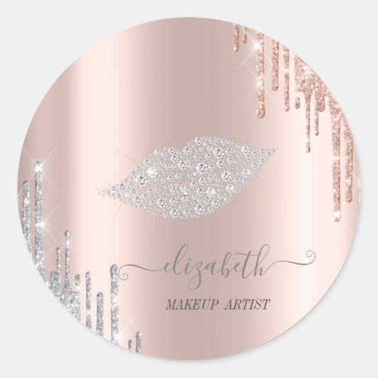 モダンダイヤモンドのリップ、ローズゴールドシルバードリップス クラシック ラウンドシール (正面)
