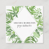 モダンダイヤモンドの水色の草原の緑の葉 スクエア名刺 (正面)