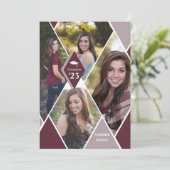 モダンダイヤモンドフォトコラージュ卒業パーティー 招待状 (スタンド正面)