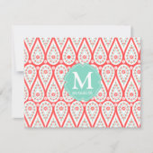 モダンダエレガントマスクサンゴペイズリーパーソナライズされた 招待状 (正面)