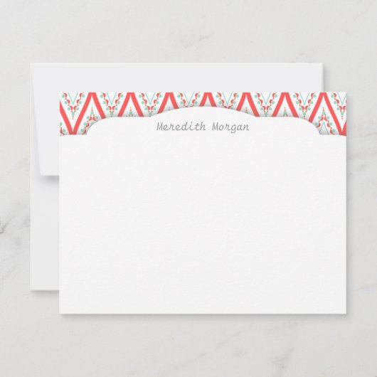 モダンダエレガントマスクサンゴペイズリーパーソナライズされた 招待状 (裏面)