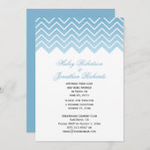 モダンダスクブルーグラデーションシボロンジグザグポスト結婚ズ 招待状 (正面/裏面)