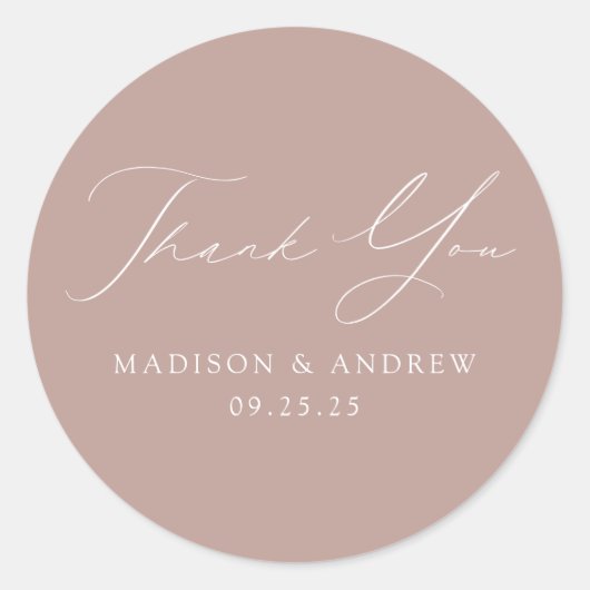モダンダスティエレガントバラ結婚の感謝 ラウンドシール (正面)