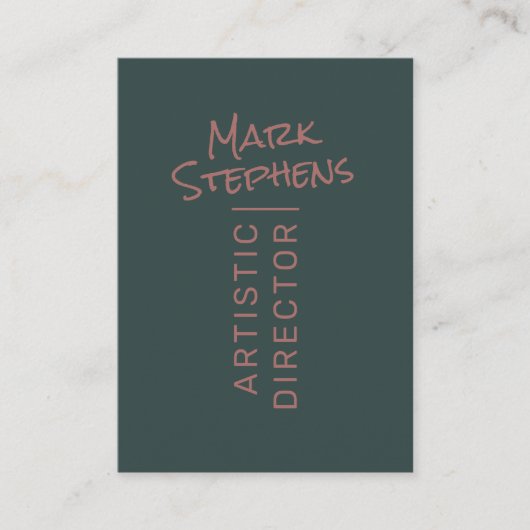 モダンダスティグリーン シンプル 手書き風ミニマル 名刺 (正面)