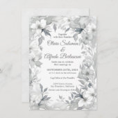 モダンダスティシルバーエレガントスタイルウェディング招待 招待状 (正面/裏面)