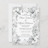 モダンダスティシルバーエレガントスタイルウェディング招待 招待状 (正面)