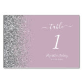 モダンダスティパープルシルバーグリッターエッジ結婚ズ テーブルナンバー (正面)