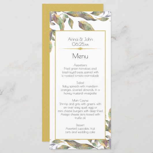 モダンダスティパープルセージ緑の金ゴールド離れメニュー2 | メニュー (正面/裏面)