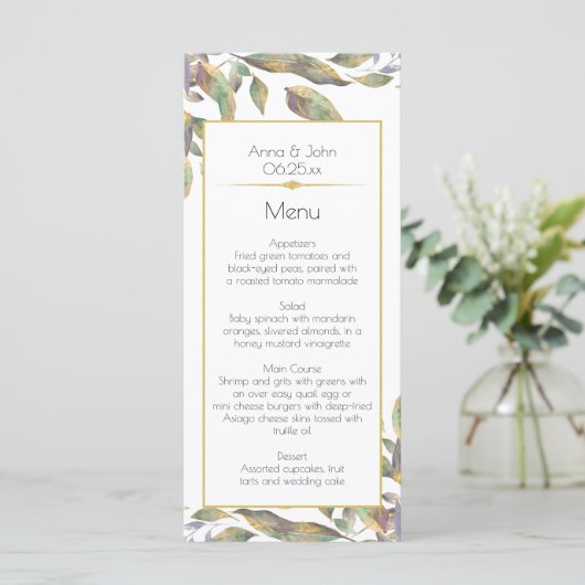 モダンダスティパープルセージ緑の金ゴールド離れメニュー2 | メニュー (スタンド正面)