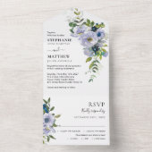 モダンダスティパープル水彩フローラ結婚ズ オールインワン招待状 (内側)