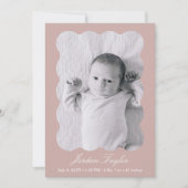 モダンダスティピミニマルンク生まれたばかりのベビー誕生 案内状 (正面)