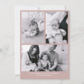 モダンダスティピミニマルンク生まれたばかりのベビー誕生 案内状 (裏面)