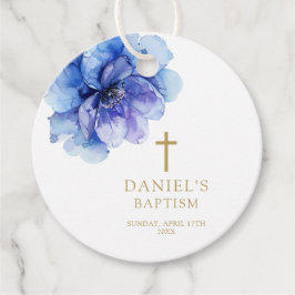 モダンダスティブルーウォーターフローラバプテスマ フェイバータグ