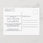 モダンダスティブルーウォーター結婚カラーカレンダー 案内ポストカード (裏面)