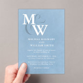 モダンダスティブルーシーガラスモノグラム結婚ズ アクリル招待状 (インサイチュ (ポータブル))