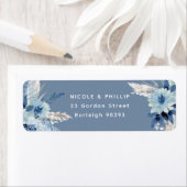 モダンダスティブルーフラワーズ結婚差出人住所 ラベル (インサイチュ)