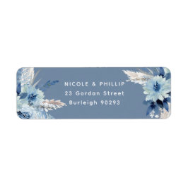 モダンダスティブルーフラワーズ結婚差出人住所 ラベル