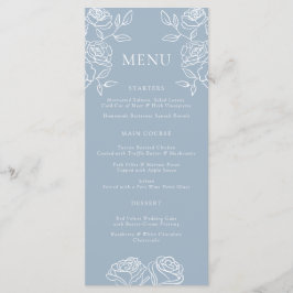 モダンダスティブルーフランスのバラ結婚のメニュー メニュー