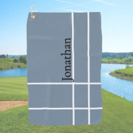 モダンダスティブルーブラックミニマル名前をカスタムする ゴルフタオル