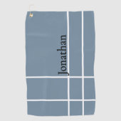 モダンダスティブルーブラックミニマル名前をカスタムする ゴルフタオル (正面)